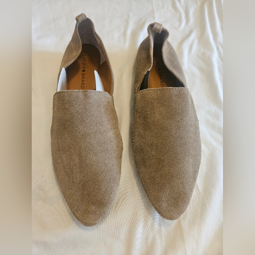 Women's Lucky Brand Tan Suede Loafers Size 9.5M